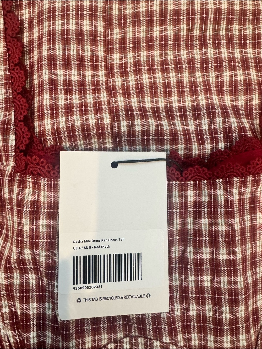 Princess Polly- DASHA mini dress- Gingham Square-Neck Mini Dress in Burgundy - Picture 3 of 3